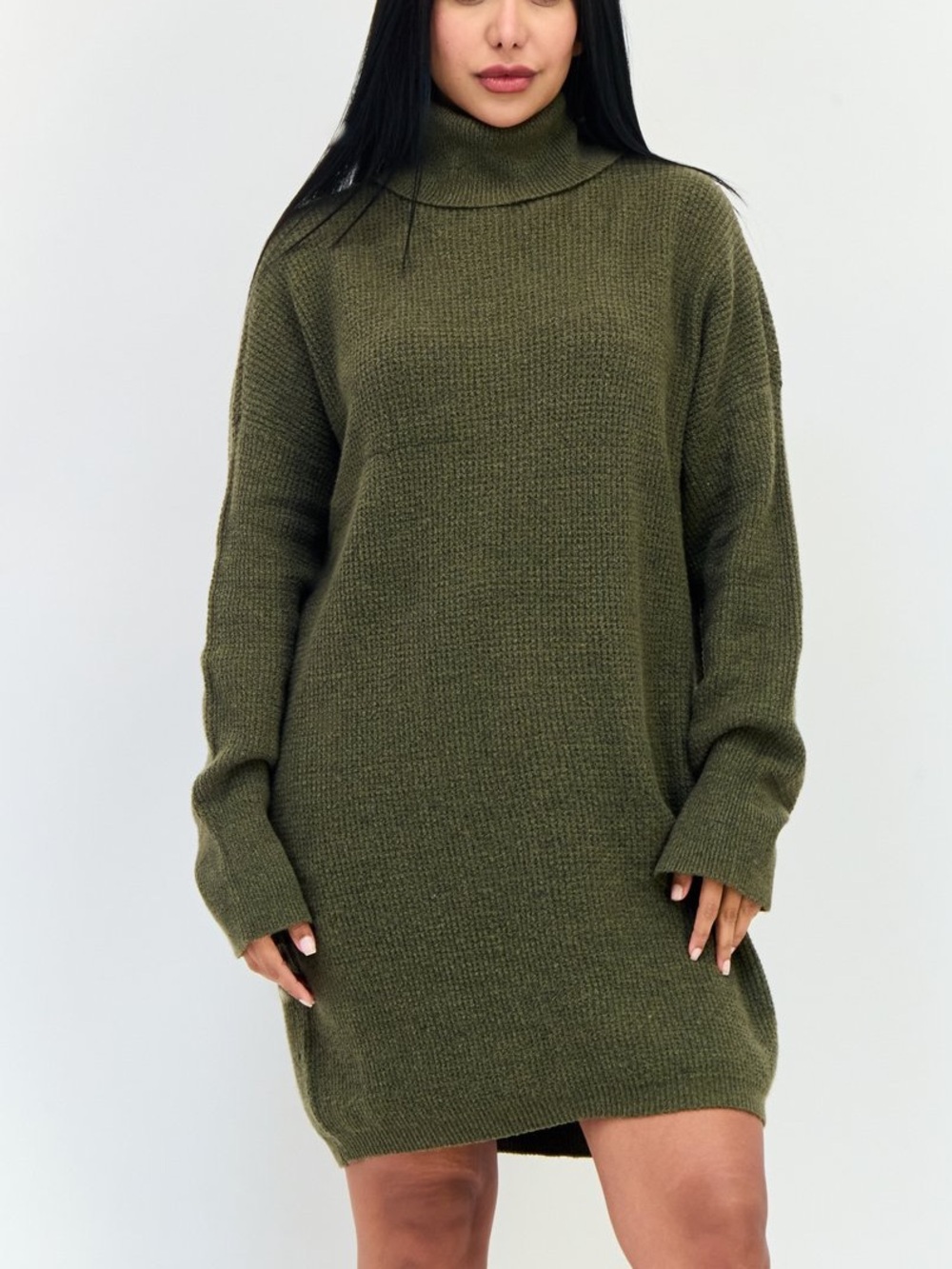 NWT Aerie CozyUp Waffle Sweater Dress in an olive/dark green colorway Sz XXL